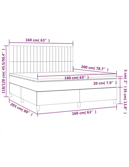 Giroletto a Molle con Materasso Tortora 160x200 cm in Tessuto