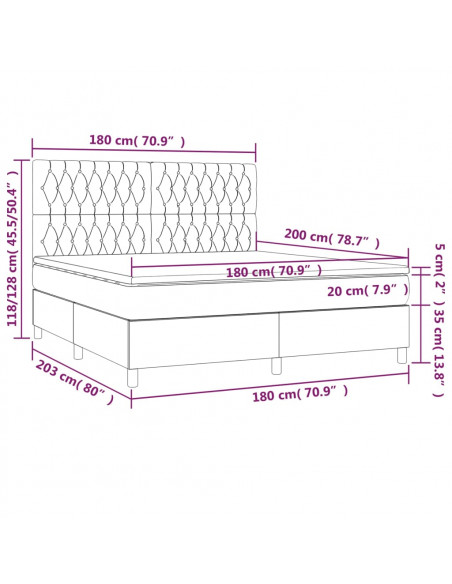 Giroletto a Molle con Materasso Tortora 180x200 cm in Tessuto