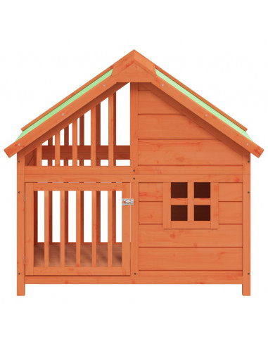 Cuccia per Cani Marrone 96x60,5x87 cm in Legno Massello di Pino