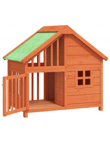 Cuccia per Cani Marrone 96x60,5x87 cm in Legno Massello di Pino