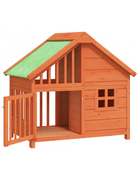 Cuccia per Cani Marrone 96x60,5x87 cm in Legno Massello di Pino