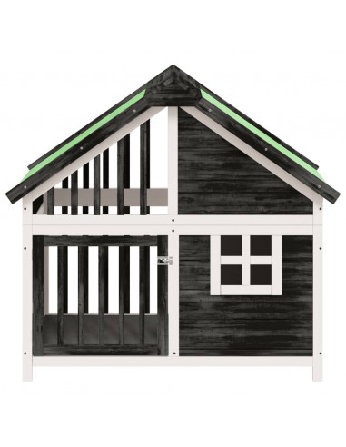 Cuccia per Cani Grigia 96x60,5x87 cm in Legno Massello di Pino