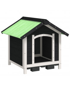 Cuccia per Cani Grigia 65x65x61,5 cm in Legno Massello di Pino 2