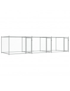 Gabbia per Cani con Porte Grigia 6x2x1,5 m in Acciaio Zincato 2