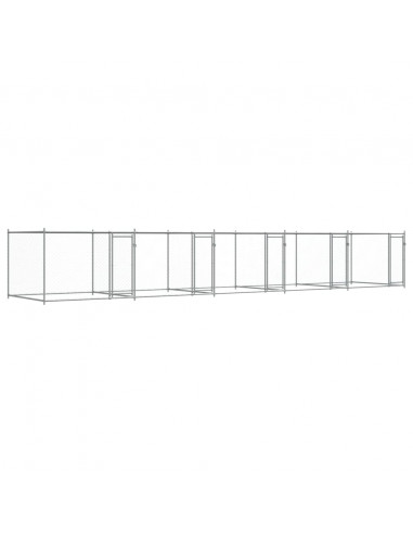 Gabbia per Cani con Porte Grigia 10x2x1,5 m in Acciaio Zincato