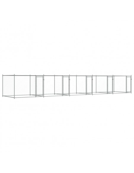 Gabbia per Cani con Porte Grigia 10x2x1,5 m in Acciaio Zincato