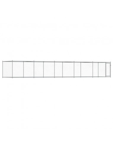 Gabbia per Cani con Porta Grigia 10x2x1,5 m in Acciaio Zincato