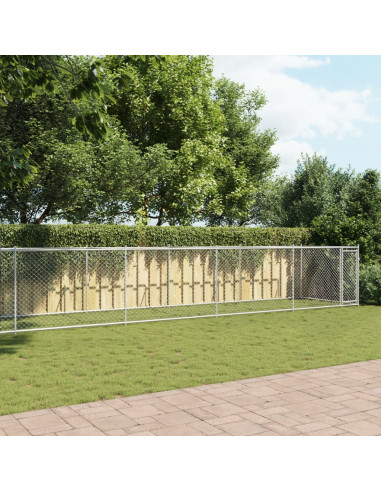 Gabbia per Cani con Porta Grigia 10x2x1,5 m in Acciaio Zincato
