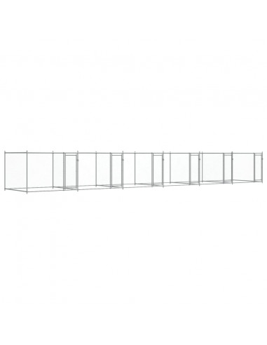 Gabbia per Cani con Porte Grigia 12x2x1,5 m in Acciaio Zincato
