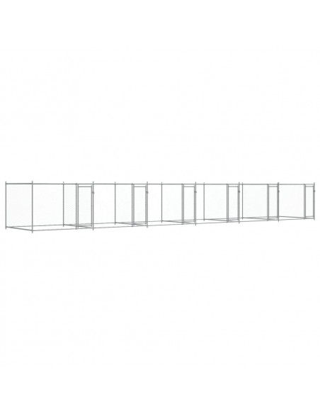 Gabbia per Cani con Porte Grigia 12x2x1,5 m in Acciaio Zincato