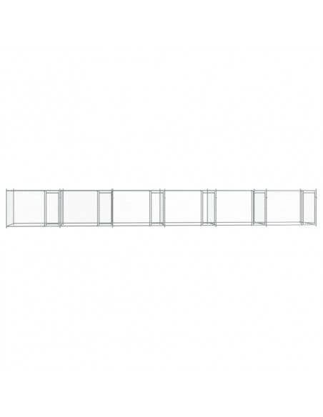 Gabbia per Cani con Porte Grigia 12x2x1,5 m in Acciaio Zincato