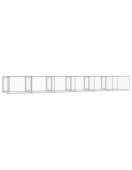 Gabbia per Cani con Porte Grigia 12x2x1,5 m in Acciaio Zincato