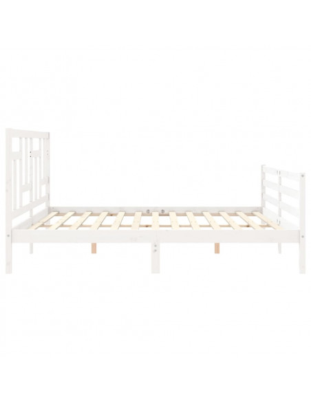 Giroletto con Testiera Bianco 200x200 cm in Legno Massello