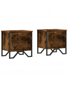 Comodini 2pz Rovere Fumo 40x30x40 cm in Truciolato 2