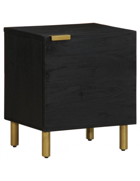 Comodini 2 pz Neri 40x33x46 cm in Legno Massello di Mango