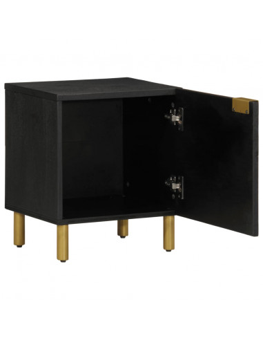 Comodini 2 pz Neri 40x33x46 cm in Legno Massello di Mango