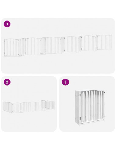 Cancello Cani Porta Pieghevole Bianco 12 Pannelli 960 cm Pioppo