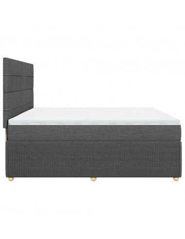 Giroletto a Molle con Materasso Grigio Scuro 200x200 cm Tessuto