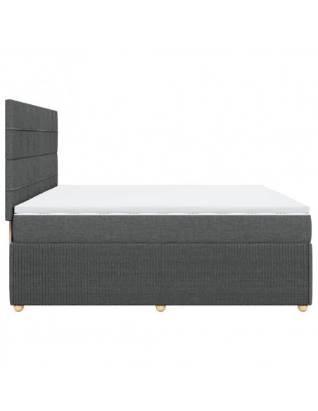 Giroletto a Molle con Materasso Grigio Scuro 200x200 cm Tessuto