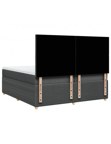 Giroletto a Molle con Materasso Grigio Scuro 200x200 cm Tessuto