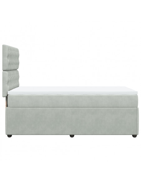 Giroletto a Molle con Materasso Grigio Chiaro 90x190 cm Velluto