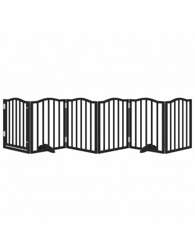 Cancello per Cani Porta Pieghevole Nero 6 Pannelli 300cm Pioppo