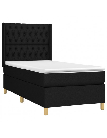 Giroletto a Molle con Materasso Nero 90x190 cm in Tessuto