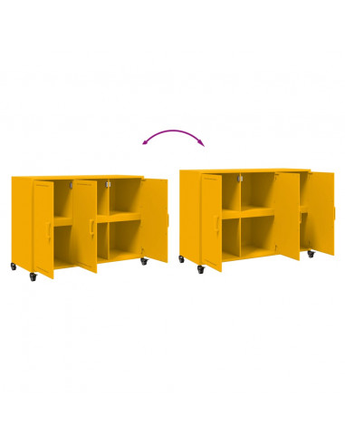 Credenza Giallo Senape 100,5x39x72 cm Acciaio Laminato a Freddo