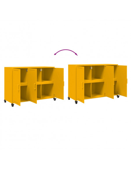 Credenza Giallo Senape 100,5x39x72 cm Acciaio Laminato a Freddo
