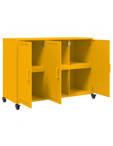 Credenza Giallo Senape 100,5x39x72 cm Acciaio Laminato a Freddo
