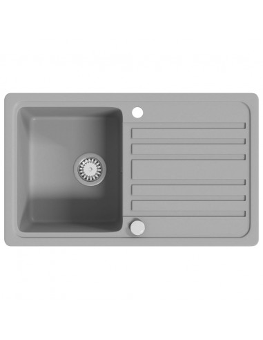Lavandino cucina granito singolo con scolapiatti reversibile grigio
