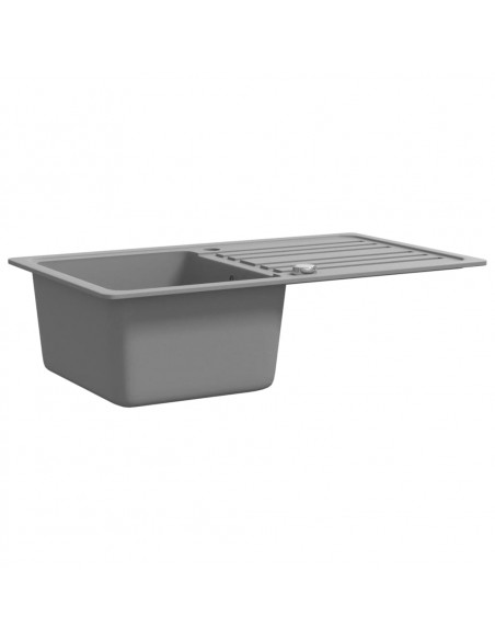 Lavandino cucina granito singolo con scolapiatti reversibile grigio