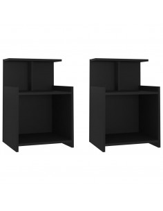 Comodini 2pz Neri 40x35x60 cm in Legno Multistrato 2