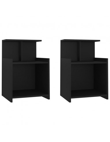 Comodini 2pz Neri 40x35x60 cm in Legno Multistrato