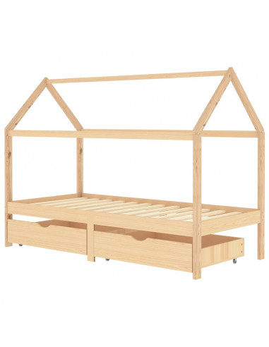 Giroletto per Bambini con Cassetti in Pino Massello 90x200 cm