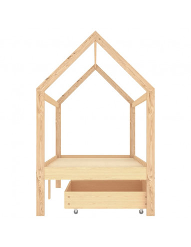 Giroletto per Bambini con Cassetti in Pino Massello 90x200 cm