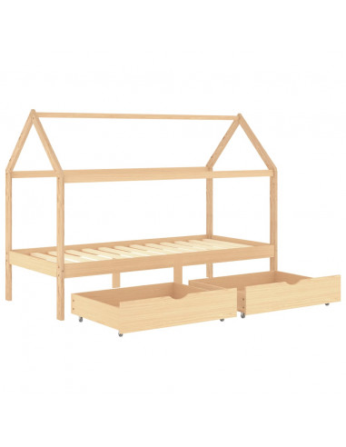 Giroletto per Bambini con Cassetti in Pino Massello 90x200 cm