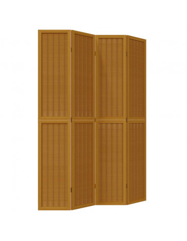 Divisorio Ambienti 4 Pannelli Marrone Legno Massello Paulownia
