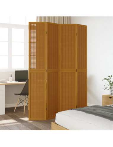 Divisorio Ambienti 4 Pannelli Marrone Legno Massello Paulownia
