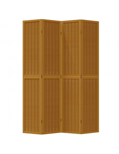 Divisorio Ambienti 4 Pannelli Marrone Legno Massello Paulownia