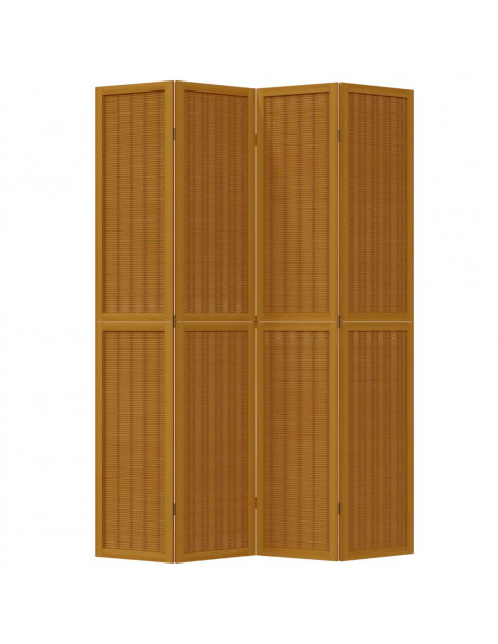 Divisorio Ambienti 4 Pannelli Marrone Legno Massello Paulownia