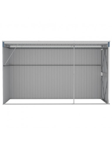 Capanno Giardino a Parete Grigio 118x288x178 cm Acciaio Zincato