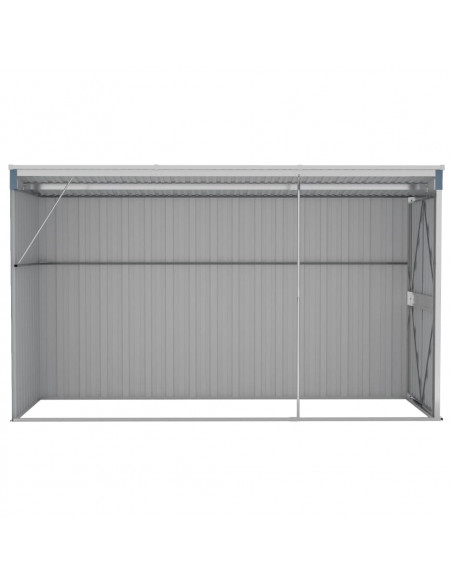Capanno Giardino a Parete Grigio 118x288x178 cm Acciaio Zincato