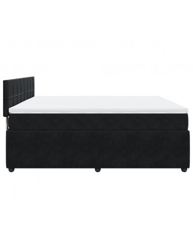 Giroletto a Molle con Materasso Nero 200x200 cm in Velluto