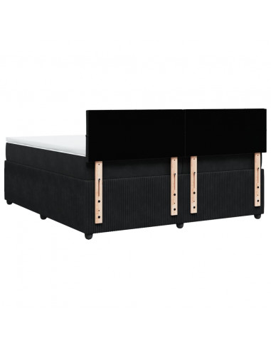 Giroletto a Molle con Materasso Nero 200x200 cm in Velluto