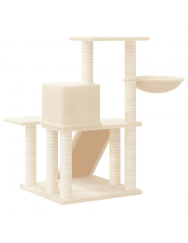 Albero per Gatti con Tiragraffi in Sisal Crema 82 cm