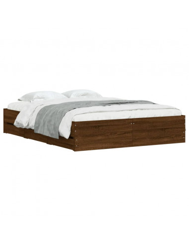 Giroletto Cassetti Rovere Marrone 140x190 cm Legno Multistrato