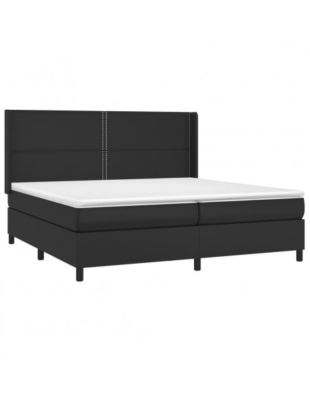 Giroletto a Molle con Materasso e LED Nero 200x200cm Similpelle