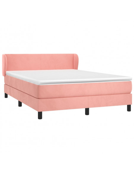 Giroletto a Molle con Materasso Rosa 140x190 cm in Velluto
