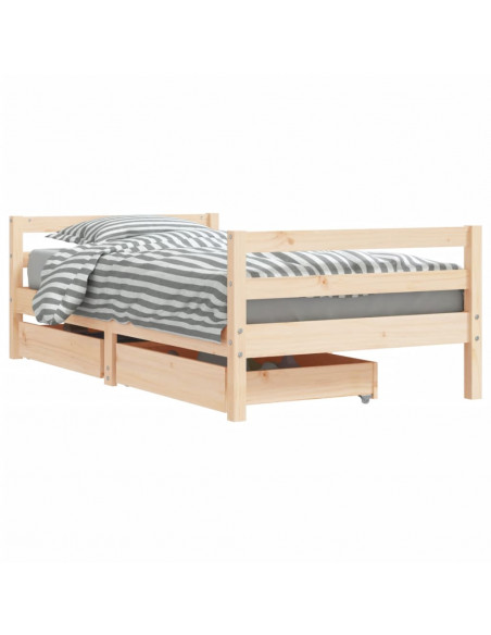 Giroletto per Bambini con Cassetti 80x160cm Legno Massello Pino